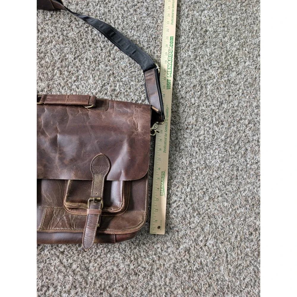 Brown Distressed Buffalo Leather Messenger Bag Laptop Briefcase Travel Bag